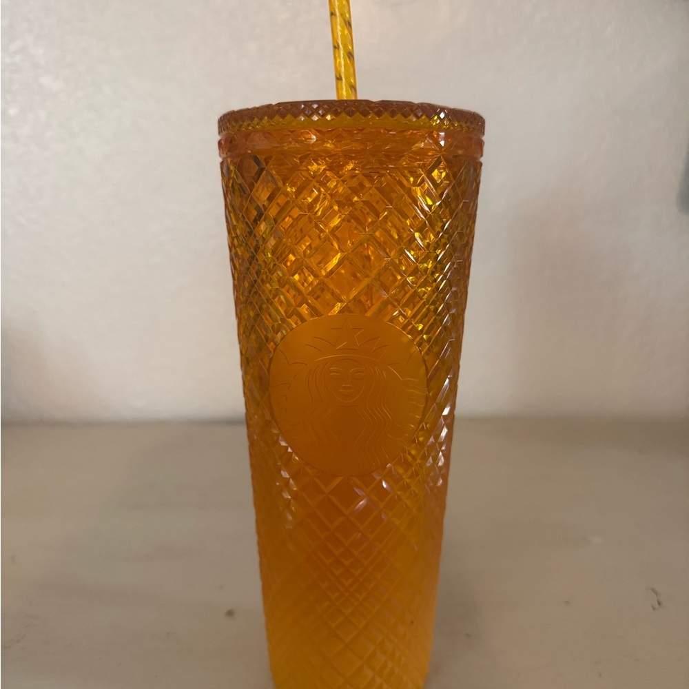 Orange Starbucks Tumbler with Straw